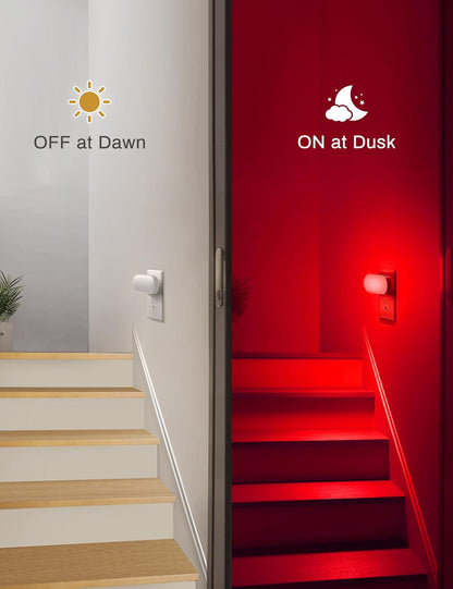 DORESshop Amber Night Light, Auto On/Off, 0-100 LM Adjustable Brightness, Dimmable Plug Into Wall Light Sensor Night Light for Kids Room, Bedroom, Stair Lights, Amber, 1W, 2 Pack