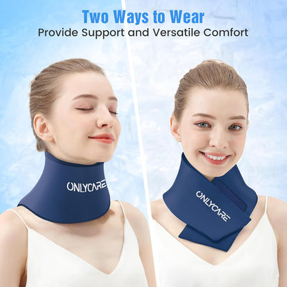 ONLYCARE Neck Ice Pack Wrap Gel - Upgraded Ice Packs for Neck Reusable, Hot and Cold Compress, Relief of Pain, Swelling, Sprains, Office Pressure