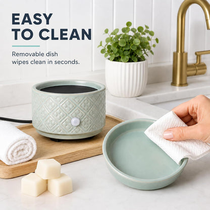 mocosa Ceramic Wax Warmer Wax Melt Warmer for Scented Wax 3-1 Electric Candle Warmer Home Fragrance Wax Burner for Mom Women(White-Fan Shaped)