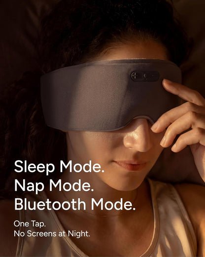 Sleenova Sleep Eye Mask with Bluetooth Headphones - Side Sleeper Optimized with Integrated Offline Audio for Phone-Free Use - 3 Modes for Rest, Nap and Travel - Black