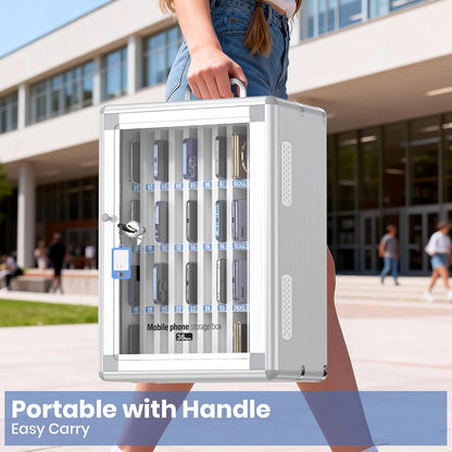 36 Slots Cell Phone Locker for Classroom, Portable Mobile Phone Storage Box with 【2 Different Size Slots】, Phone Lock Box Wall Mounted (Black)