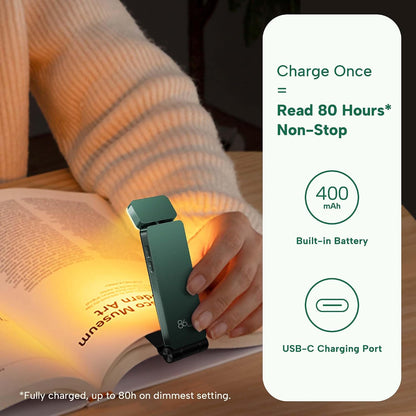 86lux Book Light, Rechargeable Reading Lights for Books in Bed, Ultralight Clip-on LED Bookmark Lamp with 3 Amber Colors & Stepless Dimming for Night Reading for Book Lovers, Papaya Orange