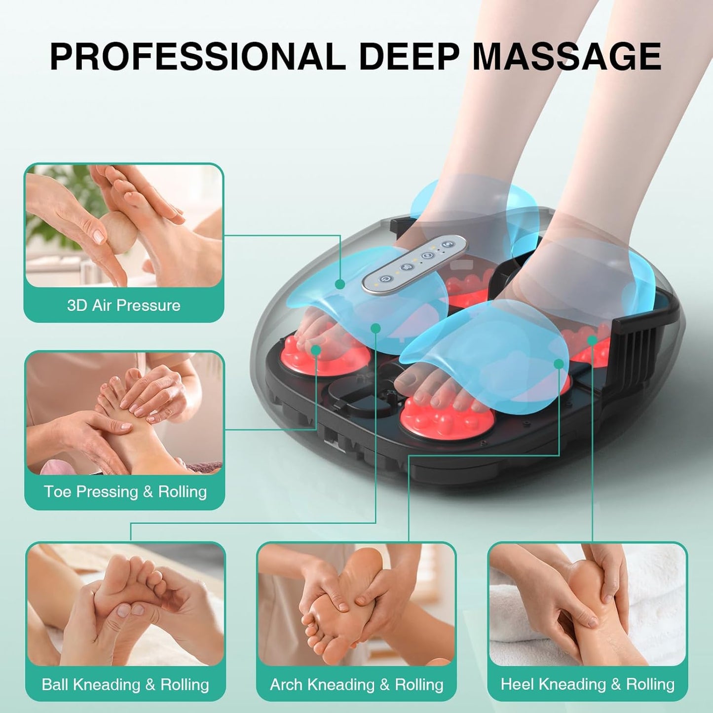 Medcursor Foot Massager with Heat - Shiatsu Feet Massage Machine Delivers Relief for Tired Muscles & Plantar, Deep Kneading Therapy, Multi-Level Settings for Home, Office Use, Size up to 13"