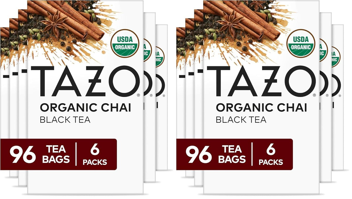 TAZO Organic Chai Black Tea Bags, Chai Tea, 96 Count (Pack of 12)