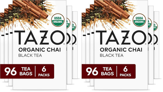 TAZO Organic Chai Black Tea Bags, Chai Tea, 96 Count (Pack of 12)