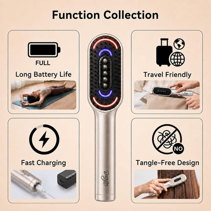 Dayln Electric Scalp Massager Hair Oil Applicator, Cordless Vibration Head Massager, Red Light Hair Brush, Deep Clean Comb for Home & Travel Silver