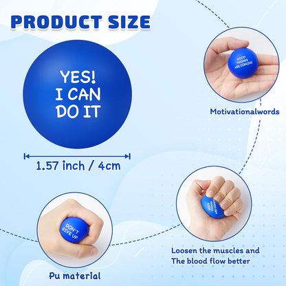 SHQDD 100PCS Motivational Stress Balls for Adults and Kids - Stress Balls Bulk Soft Sponge Squeeze Toys with Inspirational Quotes | Office Classroom Stress Relief Gifts | Anxiety Relief Fidget Toys