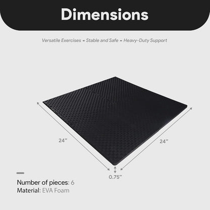 BalanceFrom Puzzle Exercise Mat 1/2" Thick, EVA Interlocking Foam Floor | Tiles for Home Gym, Mat for Home Workout Equipment, Floor Padding for Kids, Black, 24 in x 24 in x 1/2 in, 144 Sq Ft-36 Tiles