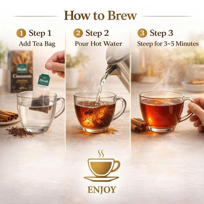 Dilmah Cinnamon Black Tea – 20 Tea Bags | Fun Flavored Ceylon Tea, Warm Spiced Aroma, Medium Caffeine, Ceylon cinnamon tea bags