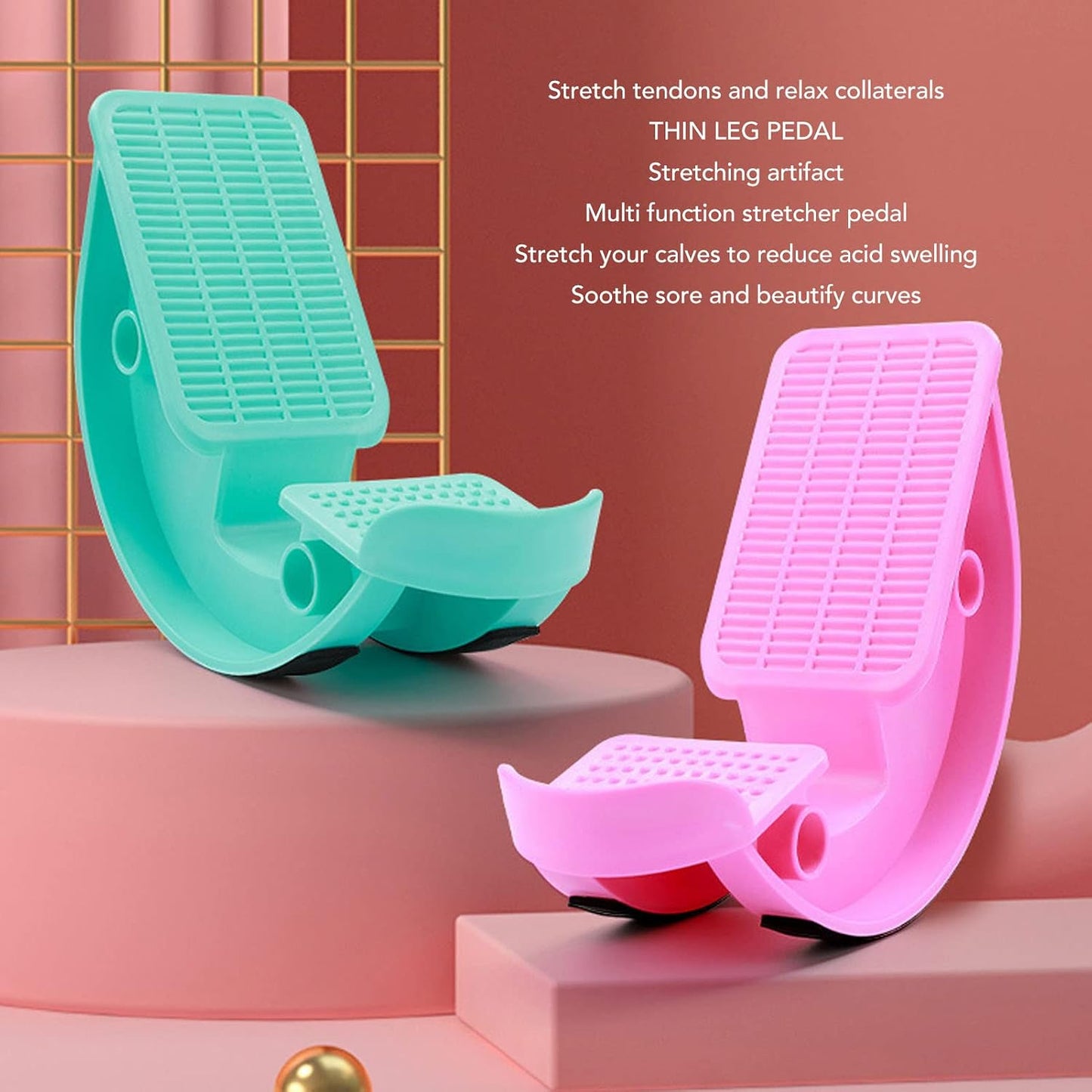 2pcs Calf Stretcher Slant Board, Anti Slip Foot Rocker Ankle Exerciser Leg Muscle Stretching Equipment for Achilles Tendinitis, Plantar Fasciitis Pain Relief and Tight Calves(Pink)