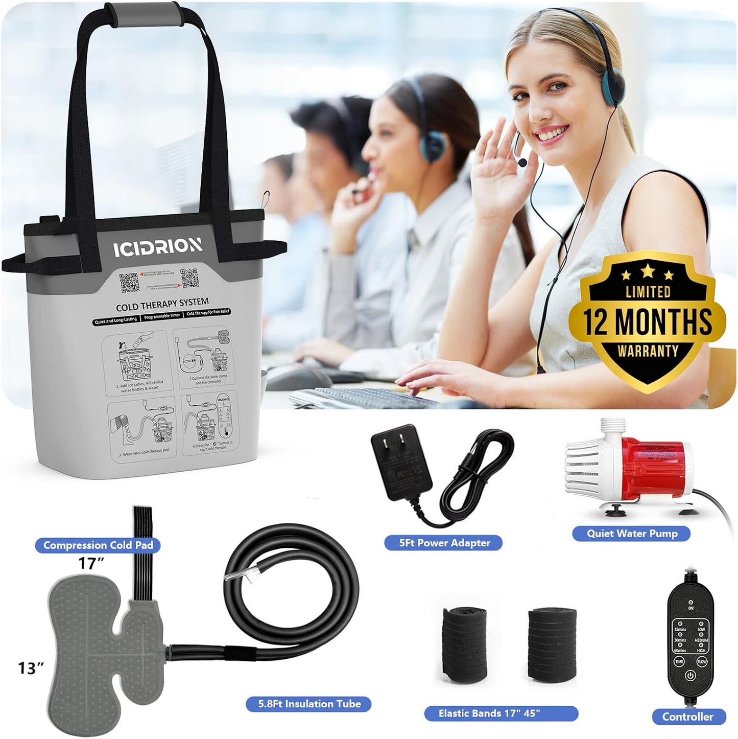 Cold Therapy Machine, Programmable Ice Machine for Shoulder After Surgery, Portable Shoulder Replacement Recovery System, Cryotherapy Pain Relief with Pad