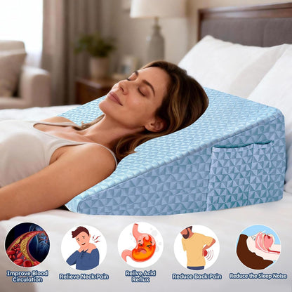 Wedge Pillow for Sleeping, 7.5" Memory Foam Bed Wedge Pillow
