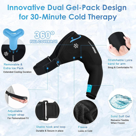 ComfiTECH 30-Min Cooling Shoulder Arm Ice Pack Wrap Sleeve for Pitcher, L