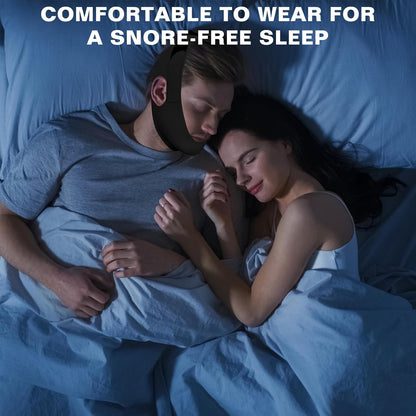 NOIKO Anti Snoring Chin Strap Adjustable, High Elasticity Traceless Chin Strap for Sleeping, Effective Anti Snoring Device, Snore Stopper Breathable and Durable for Adult (Black, M)
