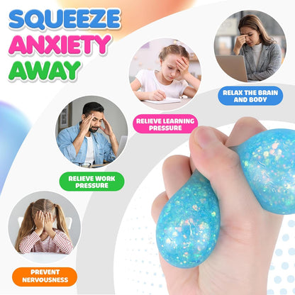 6 Set Squishy Sensory Stress Squeezing Balls forAdults: Best Calming Tool to Relieve Anxiety, Vent Mood and Improve Focus, Easter Basket Stuffers for Kids, Goodie Bag Stuffers