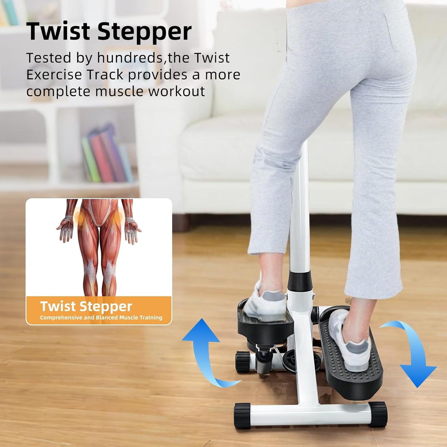 RORALA Twist Stepper with Handlebar,Stair Step Machine for Cardio Workout,Compact Home Exercise Equipment,300LBS MAX Weight Capacity