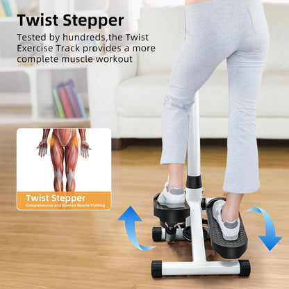 RORALA Twist Stepper with Handlebar,Stair Step Machine for Cardio Workout,Compact Home Exercise Equipment,300LBS MAX Weight Capacity