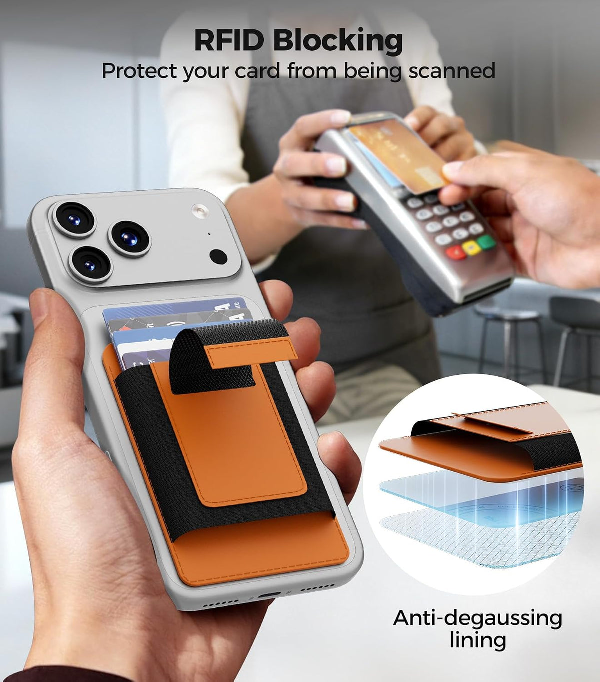 for MagSafe Wallet Works with Apple Find My, 5-Card RFID Holder with Pop-Up Strap, Strong Magnetic Wallet for iPhone 17/16/15/14/13/12 Pro Max Air Plus, Wireless Charging, Black