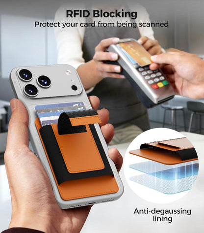 for MagSafe Wallet Works with Apple Find My, 5-Card RFID Holder with Pop-Up Strap, Strong Magnetic Wallet for iPhone 17/16/15/14/13/12 Pro Max Air Plus, Wireless Charging, Black