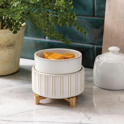 Candle Warmers ETC 2-in-1 Candle and Fragrance Warmer for Warming Scented Candles or Wax Melts and Tarts with to Freshen Room, Primitive Black and Bronze