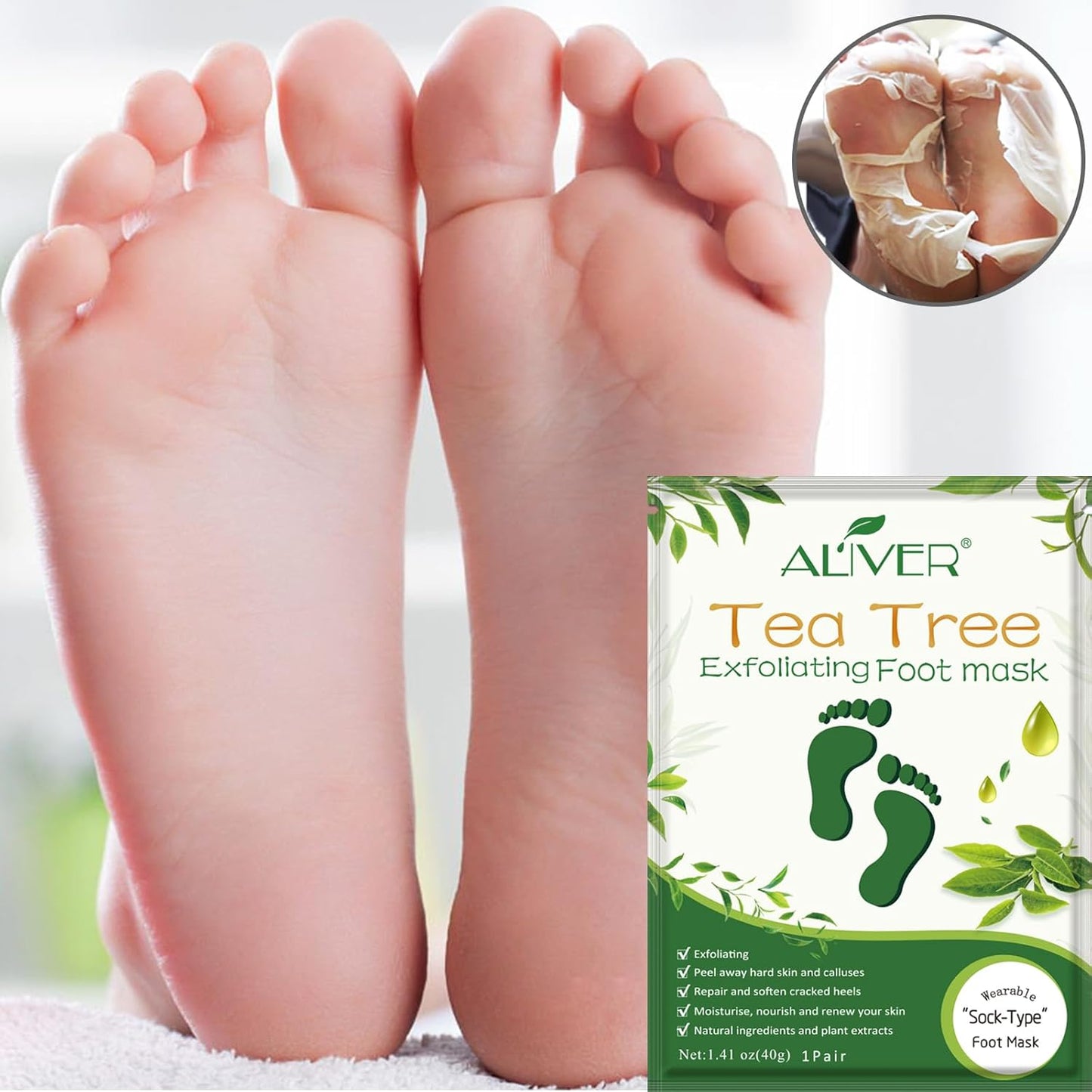 ALIVER Foot Peel Mask 3 Pack, Exfoliator Peel Off Calluses Dead Skin Callus Remover, Baby Soft Smooth Touch Feet-Men Women (Lavender)