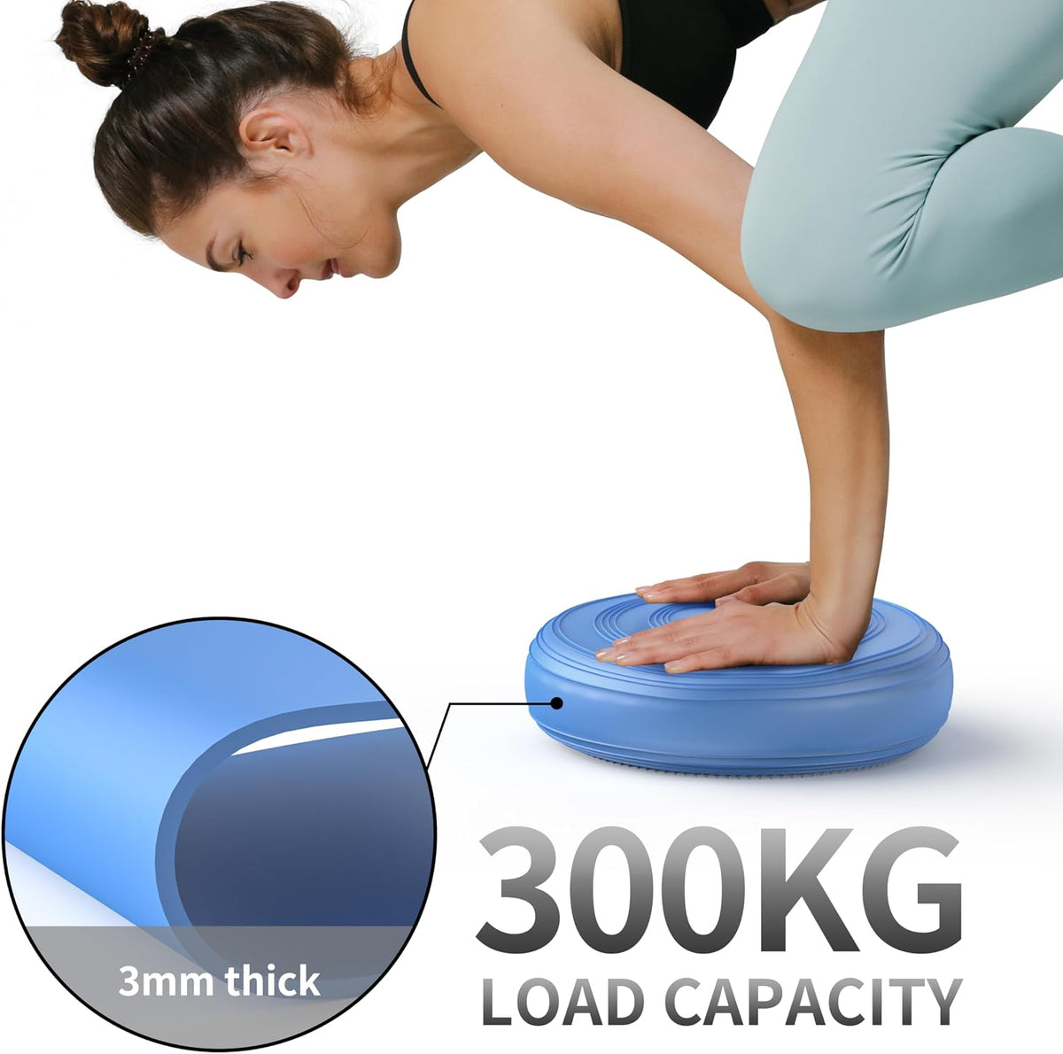 Inflated Wobble Cushion,Circular Non-slip Texture for Comfortable Sitting,Extra Thick Dyna Disc with Pump for Core Strength,Wiggle Seat to Improve Posture,Fitness,660lb Load Capacity