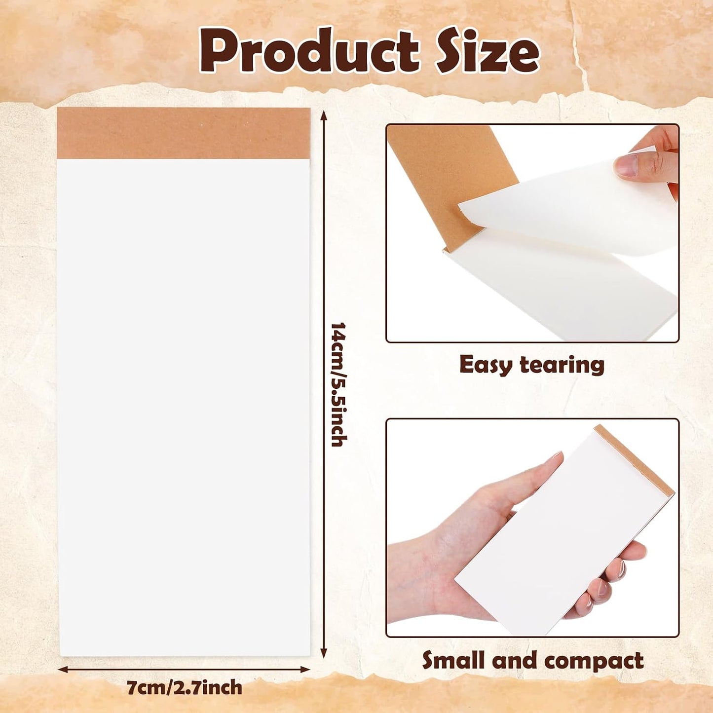 Eaasty 50 Pack Daily to Do List Notepad 2.7" x 5.5" Kraft Pocket Notepad