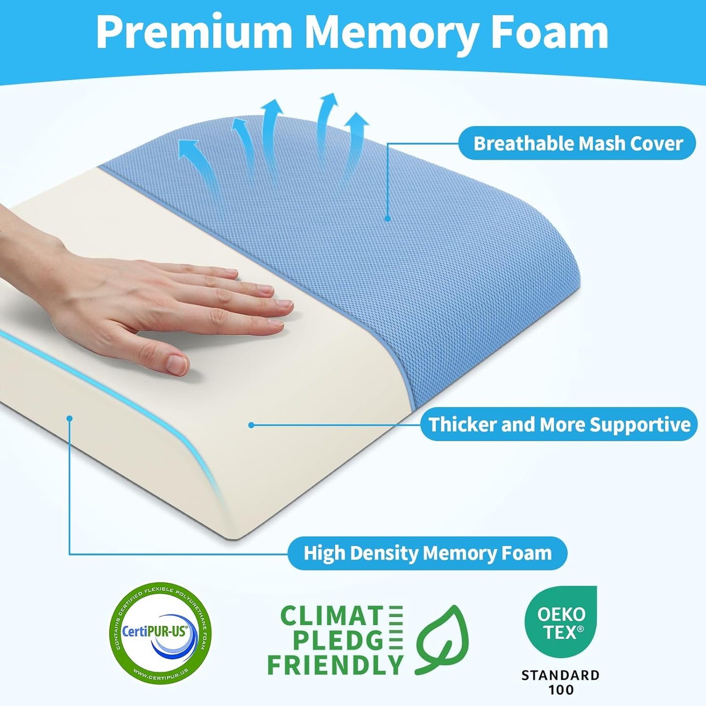 TranquilRelax Large Seat Cushion, Memory Foam Cushion for Long Sitting Hours on Office Chair, Car Seat, Non-Slip Chair Pad for Sciatica, Coccyx, Tailbone Pain Relief & Post-Surgery Recovery (Black)