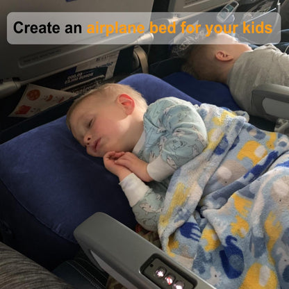 Inflatable Travel Foot Rest Pillow, Kids Airplane Bed, Adjustable Height Leg Pillow for Air Travel, Make a Flat Bed for Kids and Toddlers, Great for Airplane, Train, car（Grey, 1 Pack）