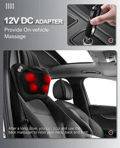 VIKTOR JURGEN Shiatsu Back Massager with Heat – Deep Tissue Massage for Neck, Shoulder, Back Pain Relief, Electric Kneading 3D Massage Pillow, Christmas for Men Women Dad Wife Mom Gifts (NOT Cordless)