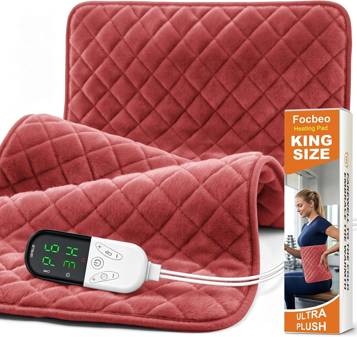 35 x 20 Inch King Size Electric Heating Pad for Back, Neck and Shoulders | FSA Eligible HSA, for Period Cramps, Abdomen and Knee, Dry or Moist Heat Use, 2H Auto Shut Off, 6 Heat Settings, Washable