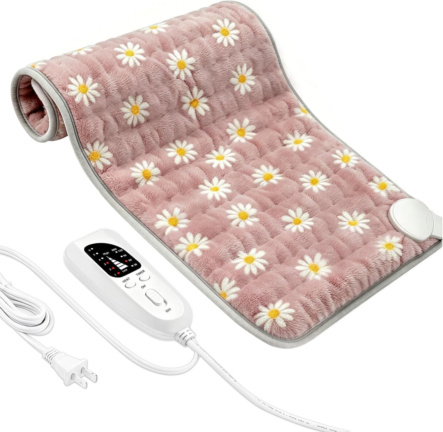 Electric Heating pad with 6 Heat Settings, Auto Shut Off, Dry Electric Heating for Back Neck Knee Arms Legs Shoulder Heat Pads for Christmas Birthday Father Mother's Day (24"X12", Gray Green)