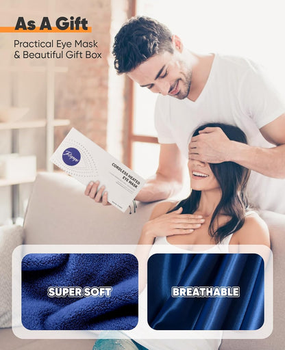 Heated Eye Mask, Cordless Warm Eye Compress for Dry Eyes Blepharitis, Light Blocking Heat Eye Mask for Men Women, 1000mAh Rechargeable Battery and Washable Cover (Black)