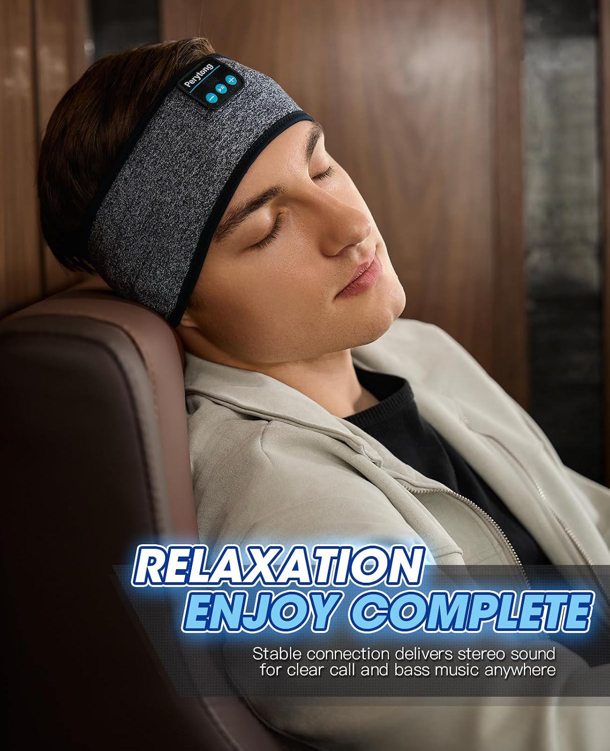 Perytong Sleep Headphones Wireless, Bluetooth Sports Headband Headphones with Ultra-Thin HD Stereo Speakers Perfect for Sleeping,Workout,Jogging,Yoga,Insomnia, Air Travel, Meditation (Grey)