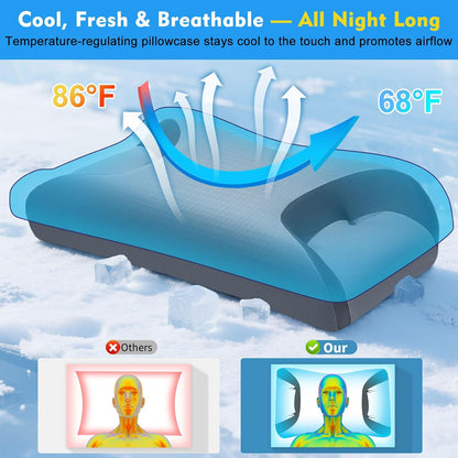 Adjustable CPAP Pillow for Side & Back Sleepers – Reduce Mask Air Leaks & Pressure, Cervical Memory Foam Neck Support with 2cm Removable Insert, Cooling Washable Cover – Fits Full Face & Nasal Masks