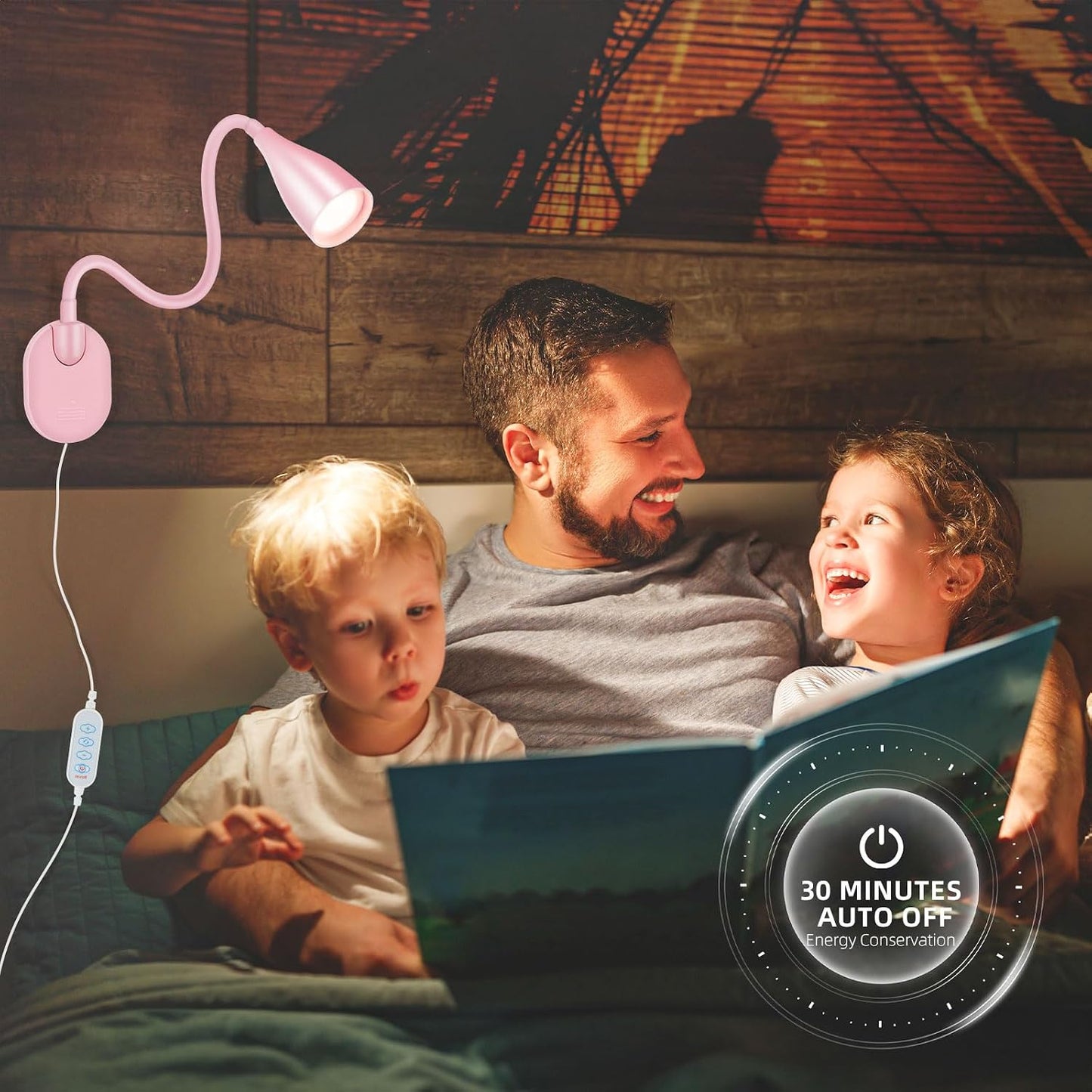 LiFMIRA Wall-Mounted LED Bedside Reading Light with USB Charging Port, 10-Level Dimmable & Adjustable 5 Color, Plug-in Adhesive Night Lamp for Books in Bed, Eye-Caring Bedroom Lighting (Black)