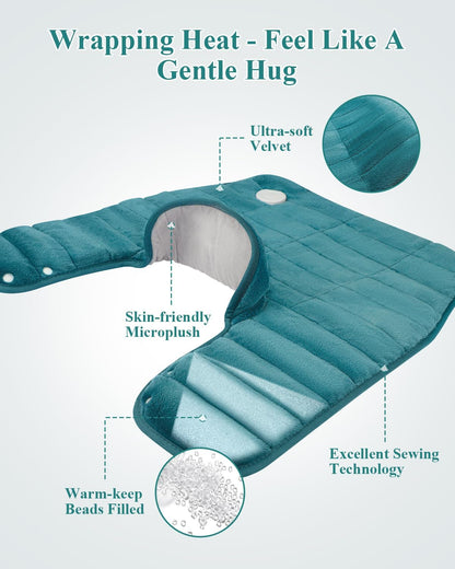 Heating Pad for Neck and Shoulders and Back, 24"x23" XL Large Electric Heated Wrap for Daily Relaxation, Gifts for Women Men, 2lb Weighted, 6 Heat Settings, 4 Timers, Silver Grey