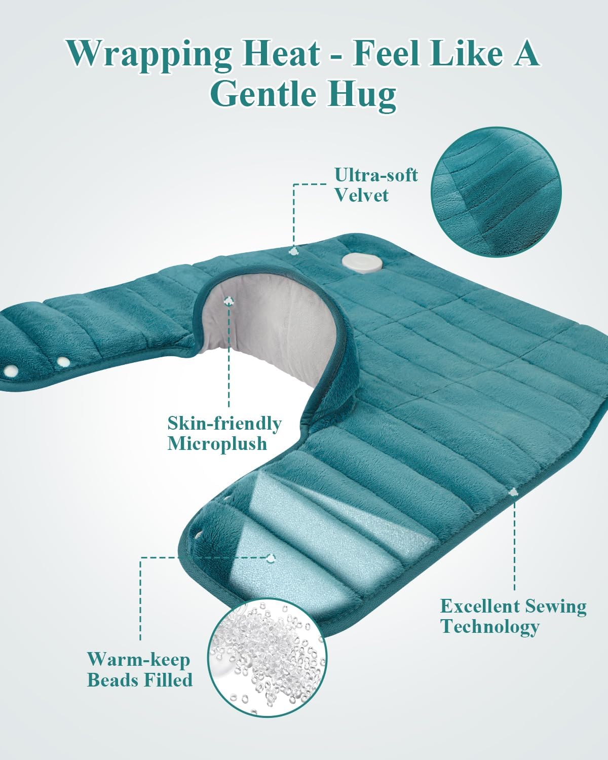 Heating Pad for Neck and Shoulders and Back Weighted,24x23In,Silver Grey