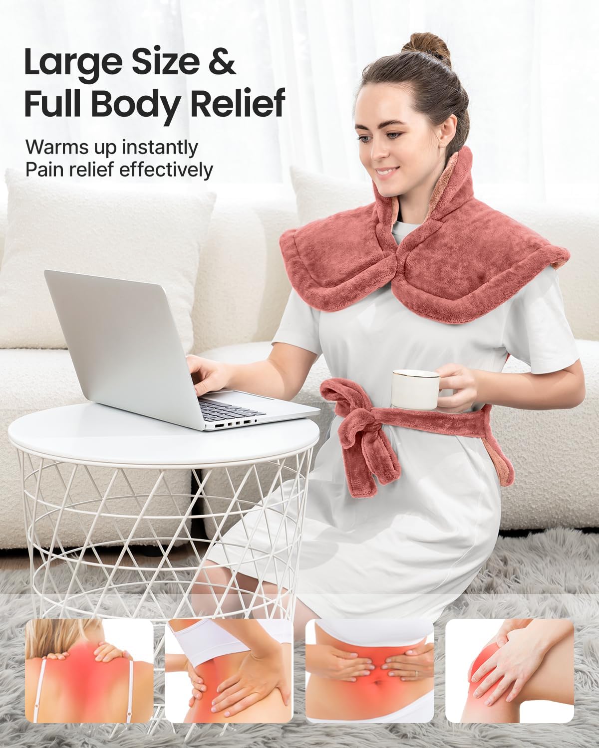RENPHO Fathers Day Dad Gifts, Electric Heating Pad - 6 Heat Levels for Neck Shoulder and Back, Birthday Gifts for Women Men, Weighted Pad for Snug Fit, ETL Certified, FSA Eligible, 24"x33" Gray