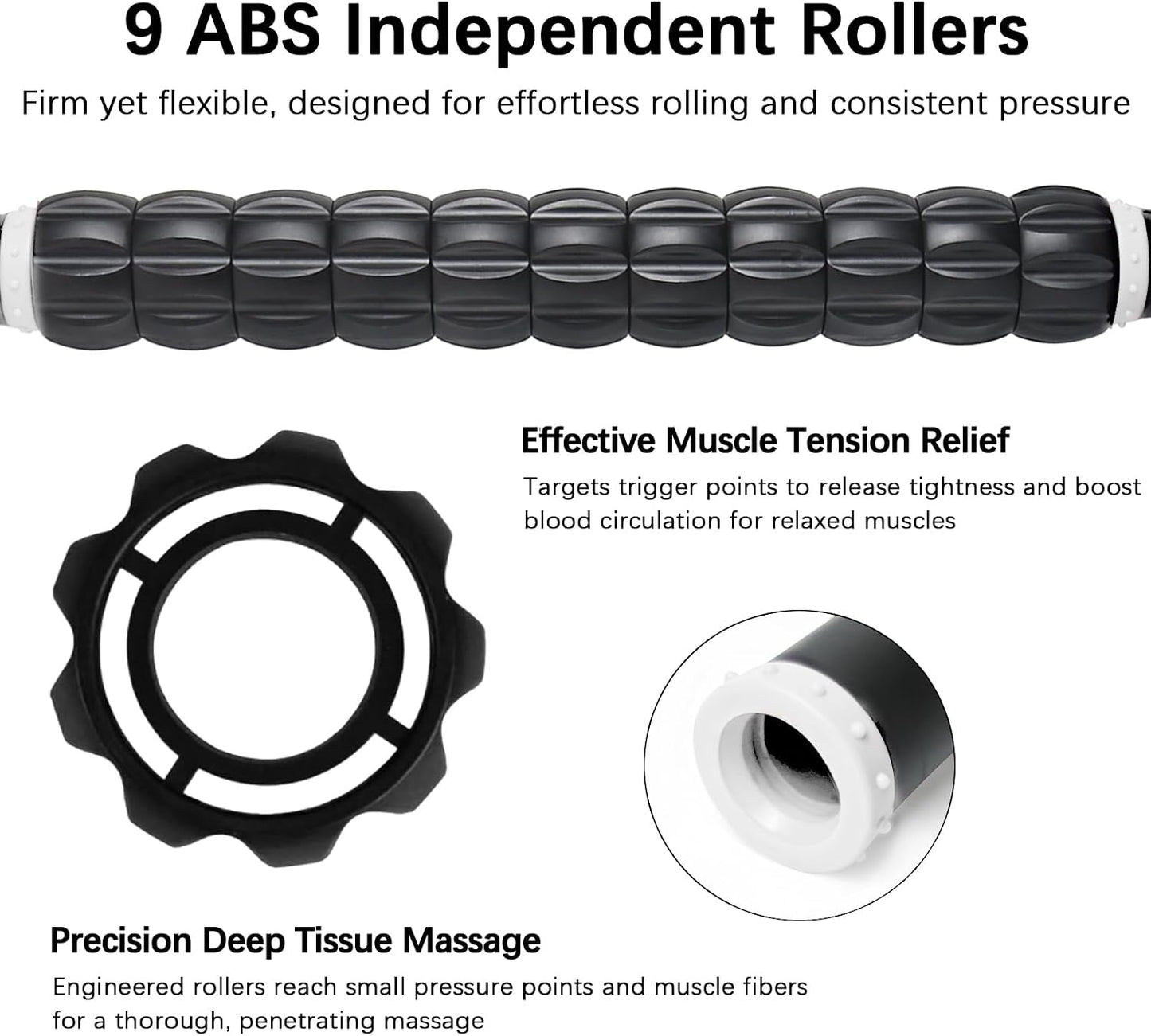 Muscle Roller Massage Roller Stick- Deep Tissue Fascia Blaster for Myofascial Pain Relief, Lymphatic Drainage & Body Sculpting, Handheld Physical Therapy & Recovery Tool (Pink black-18 inch)