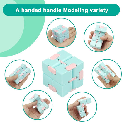 Infinity Cube Fidget Toy Stress Relieving Fidgeting Game for Kids and Adults,Cute Mini Unique Gadget for Anxiety Relief and Kill Time (Macaron Blue)