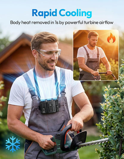 Portable Waist Fan, 12000mAh Rechargeable 3-Turbo Belt Fan