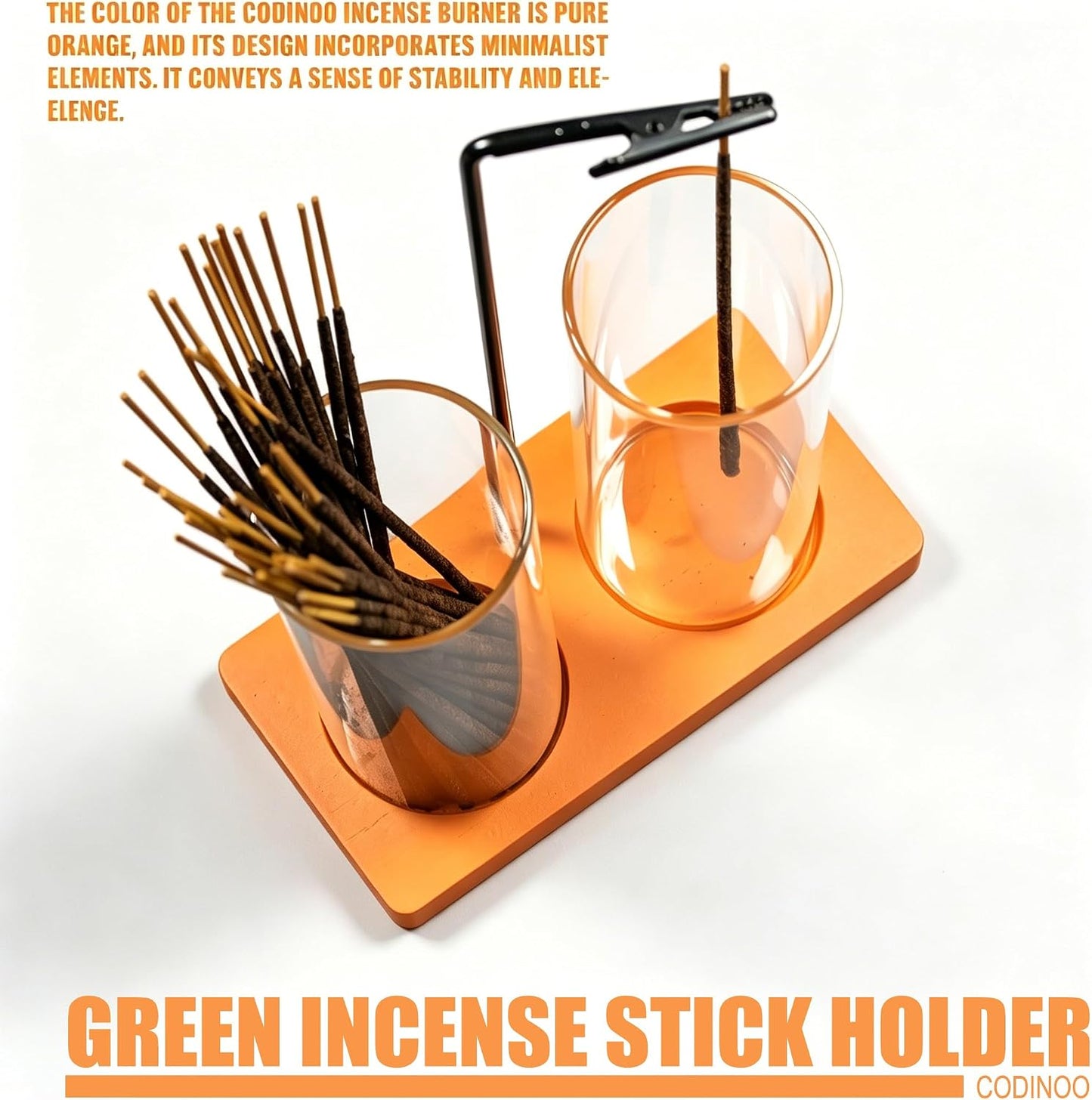 2 in 1 Incense Burner Holder for Sticks,Glass Incense Holder with Storage,Upside Down Incense Holder for Sticks with Glass Ash Catcher for Meditation Yoga Spa Room Home Decor[Full Black]