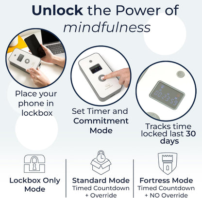 Mindsight Personal Timed Lock Box | Beat Everyday Temptations & Screen Time | 3 Commitment Modes | Fits 1 Phone with Standard Case | Charges While Locked | Out of Sight, Out of Mind
