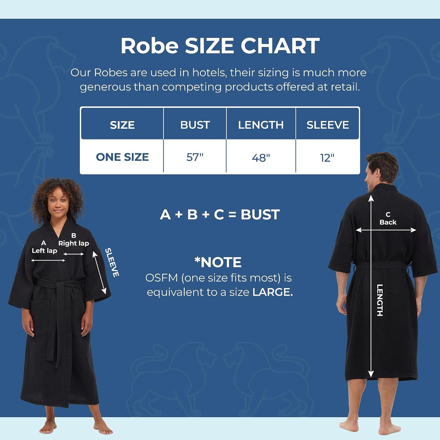 Monarch Square Waffle Spa Kimono Robe for Men or Women