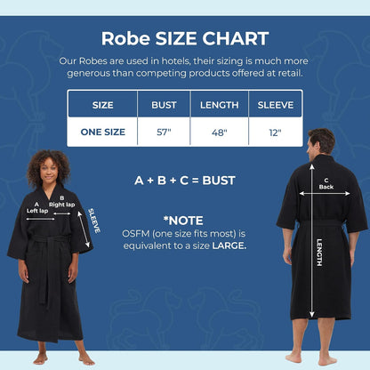 Monarch Square Waffle Spa Kimono Robe for Men or Women