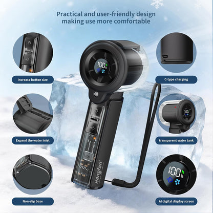 Handheld Misting Fan,20000 RPM,100 Speeds,Nano Mist,LED Display