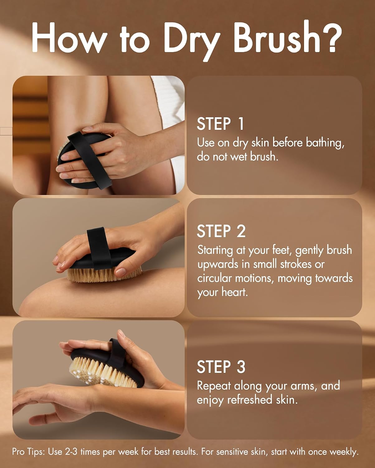 Dry Brushing Body Brush for Massage - Natural Boar Bristle Exfoliating Brush with Massage Nodes for Lymphatic Drainage, Cellulite, Blood Circulation Improving Skin Health for Women Men Elderly(Grey)