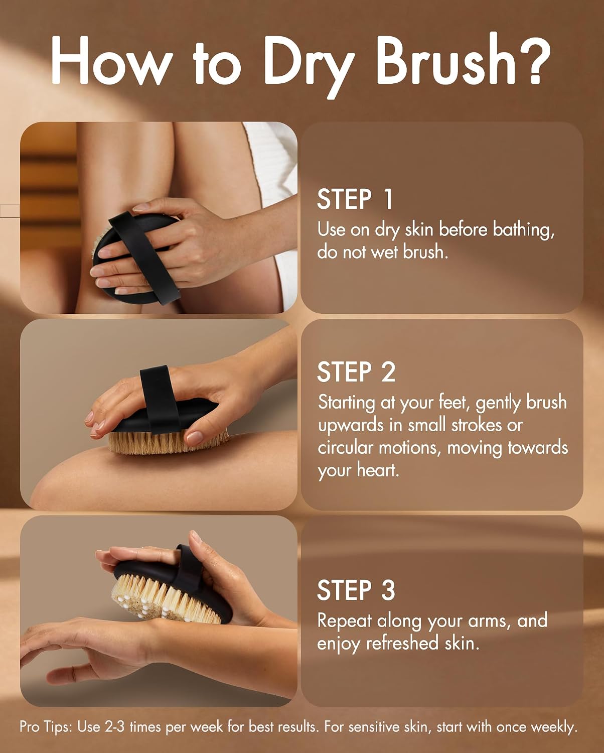Dry Brushing Body Brush for Massage - Natural Boar Bristle Exfoliating Brush with Massage Nodes for Lymphatic Drainage, Cellulite, Blood Circulation Improving Skin Health for Women Men Elderly(Grey)