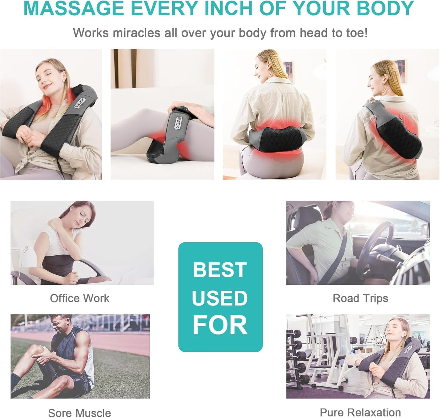 Medcursor Neck Massager with Heat - Deep Tissue Pain Relief, Rechargeable Shiatsu Neck and Shoulder Massager, Ideal Choice for Men, Women, Mom & Dad